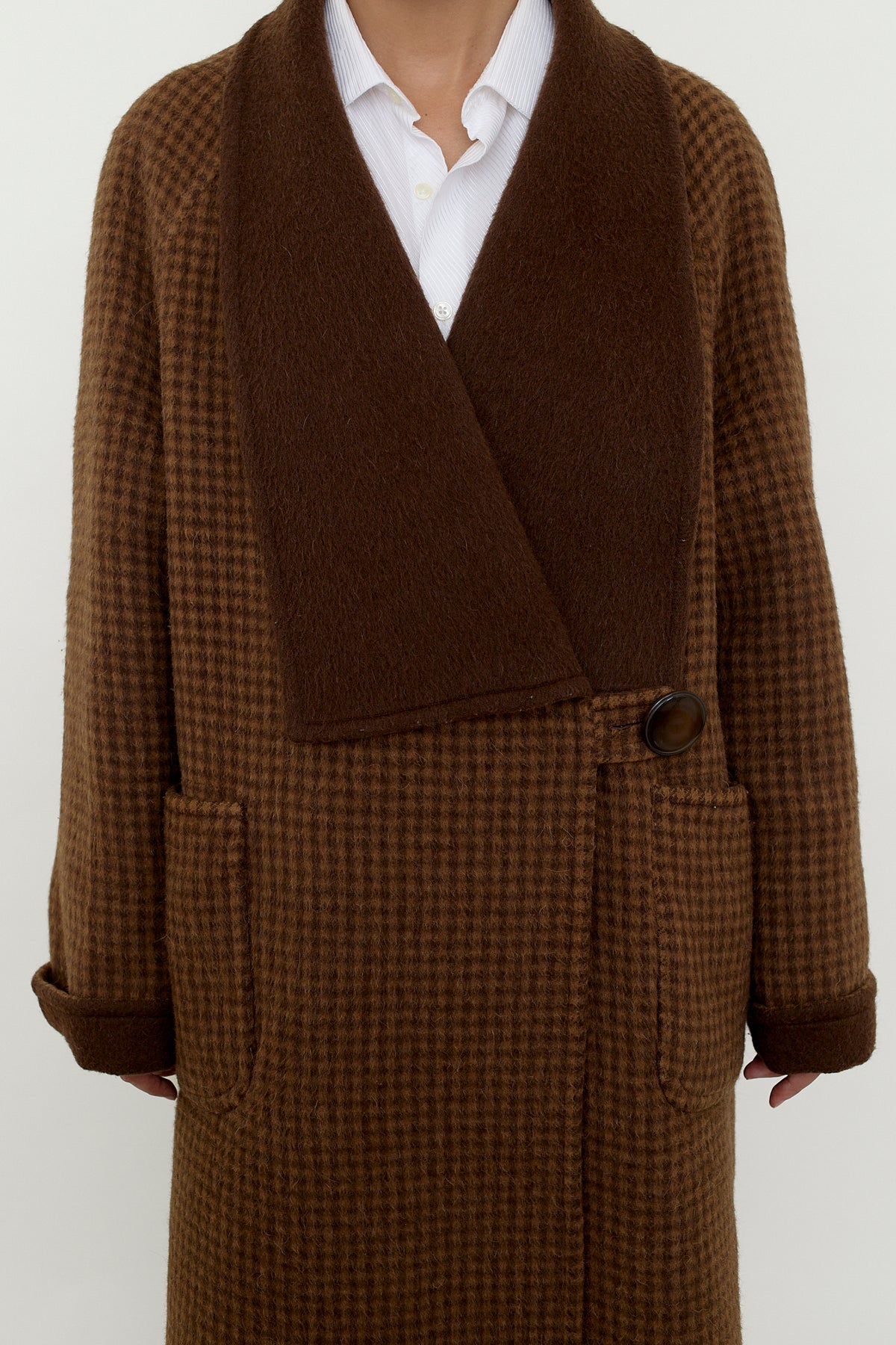 Reversible wool coat, houndstooth check