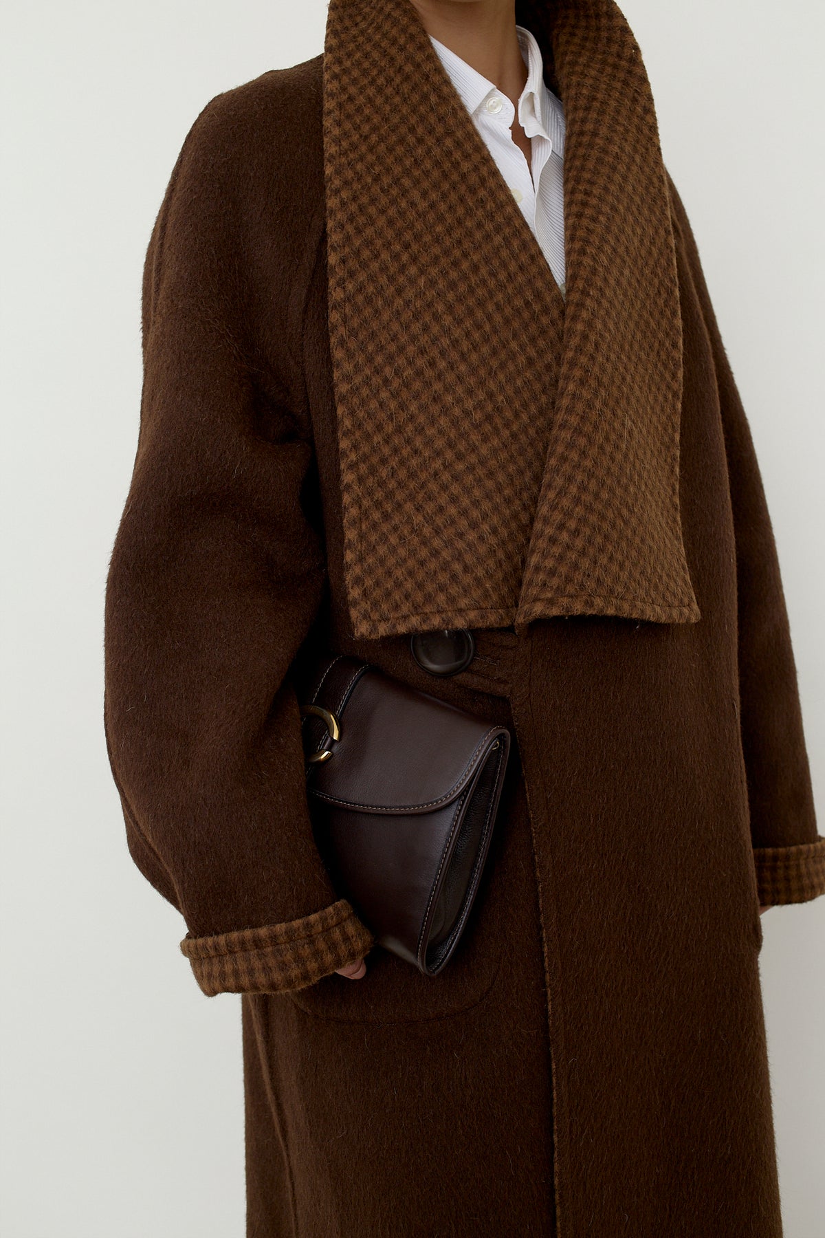 Reversible wool coat, houndstooth check