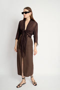 Brown midi skirt with slit