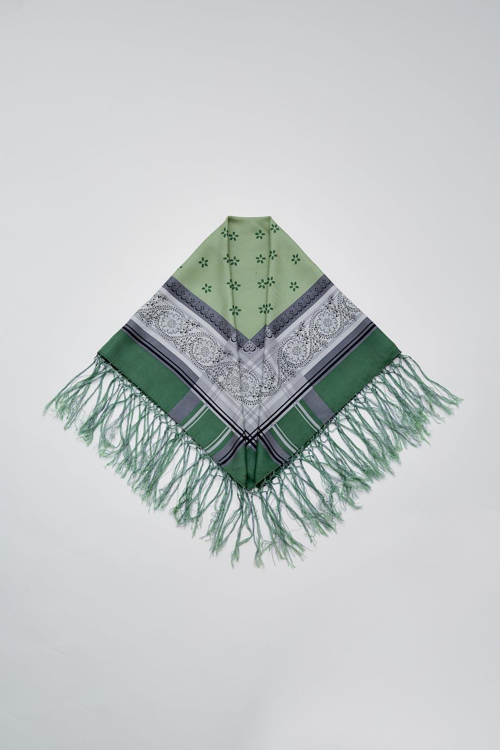 Silk patterned fringe scarf