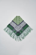 Silk patterned fringe scarf