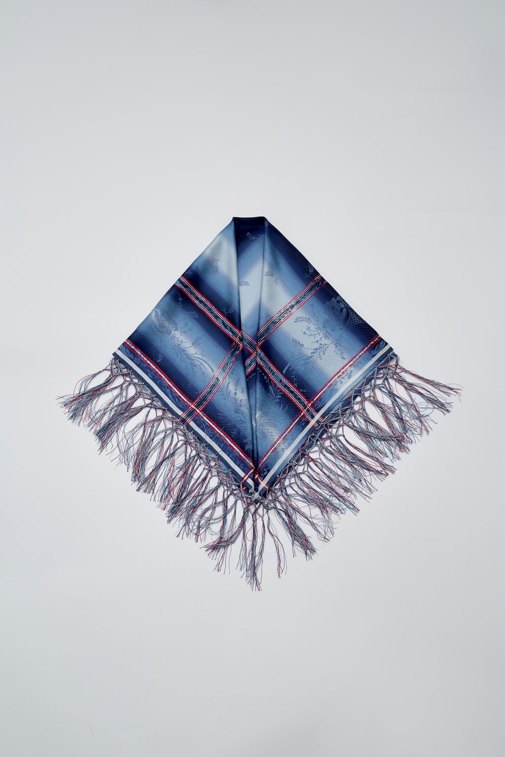 Silk plaid fringe scarf