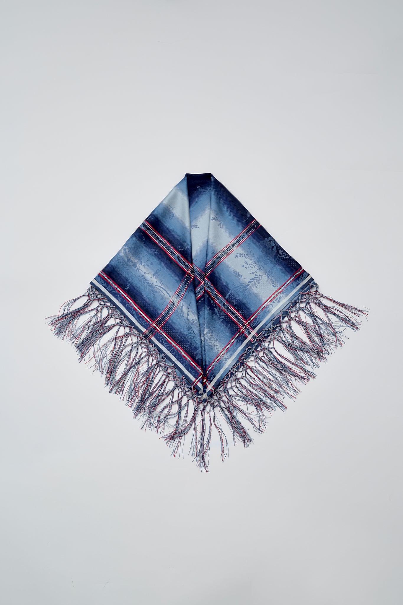 Silk plaid fringe scarf