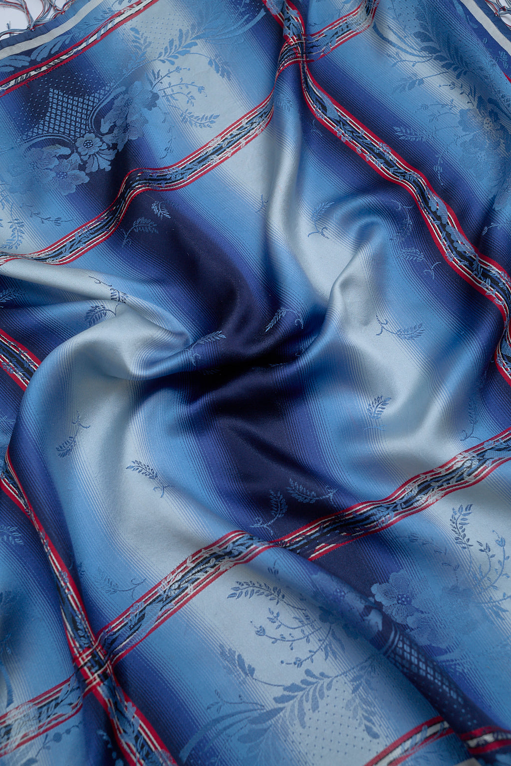 Silk plaid fringe scarf