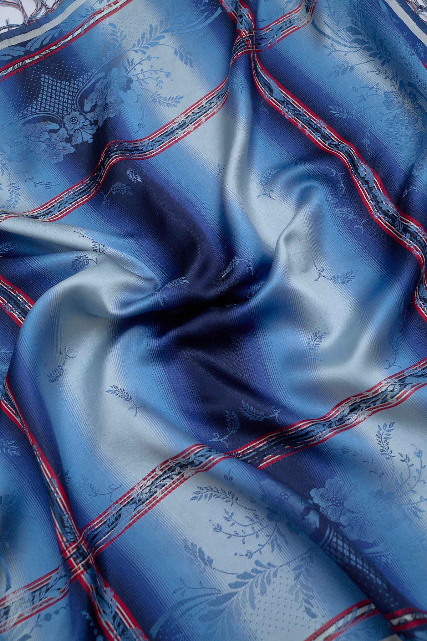 Silk plaid fringe scarf