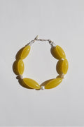 Yellow acetate statement necklace with pearls