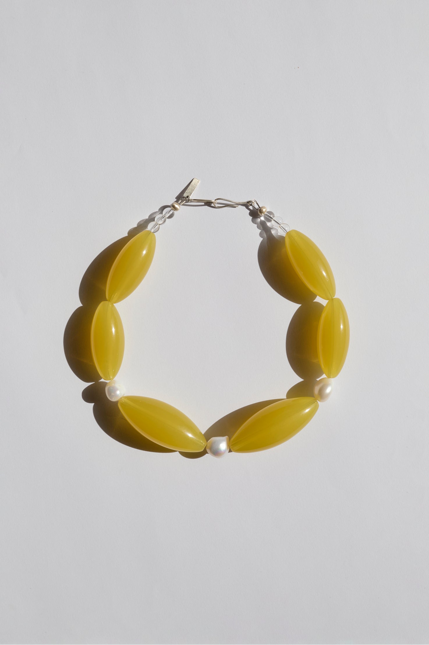 Yellow acetate statement necklace with pearls