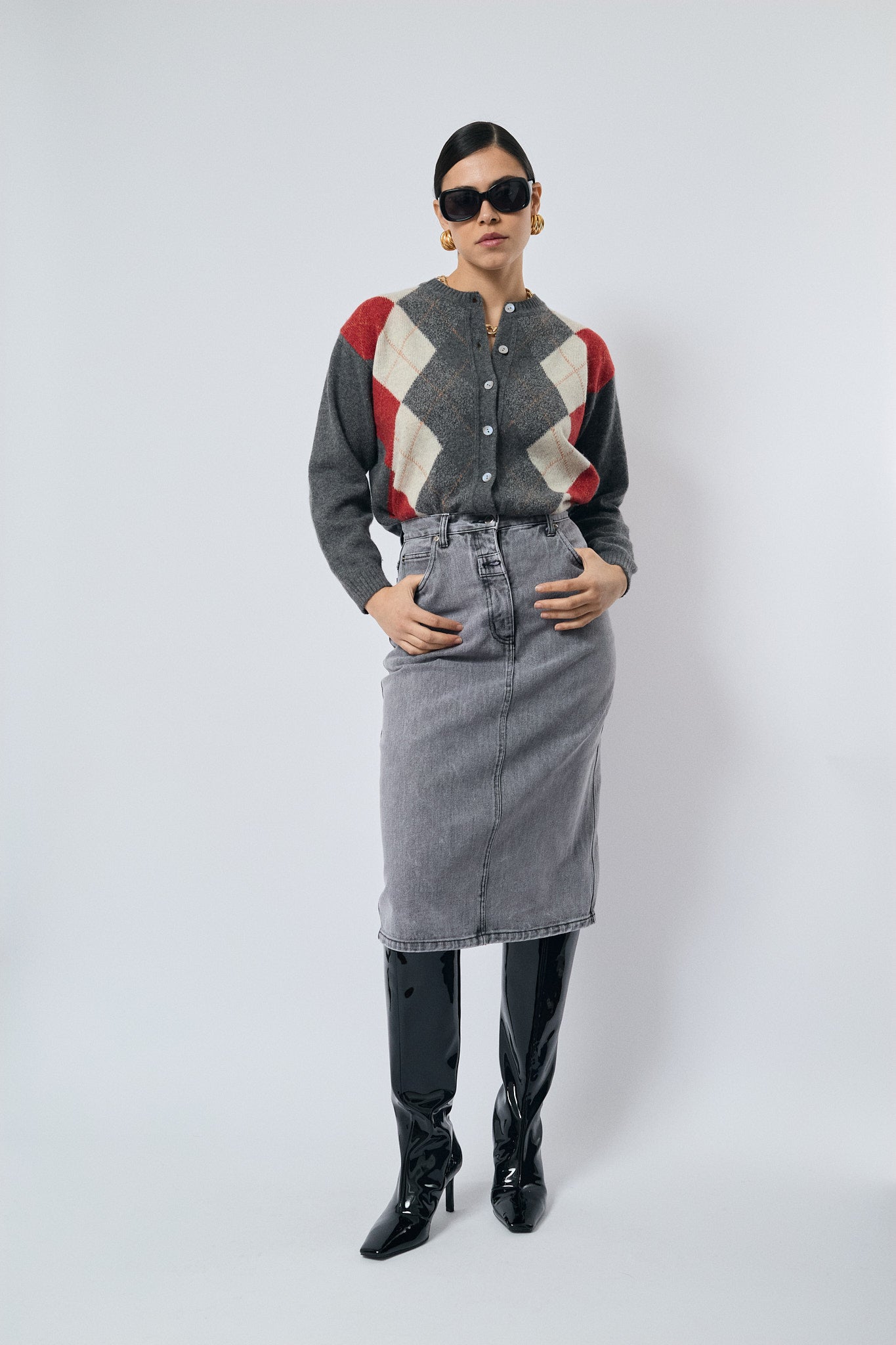 Midi denim skirt