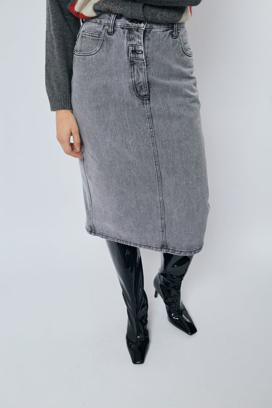 Midi denim skirt