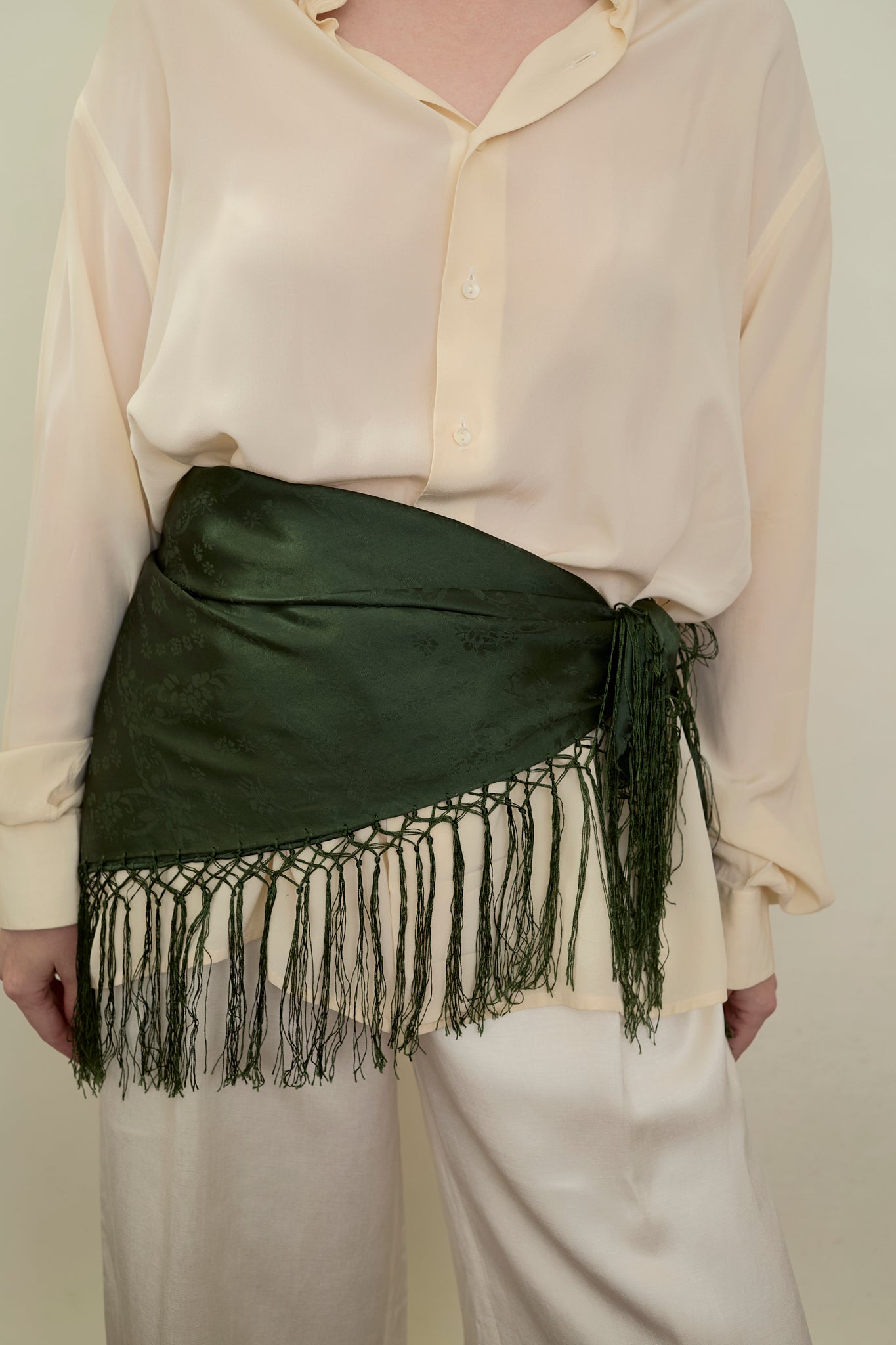 Silk fringe scarf