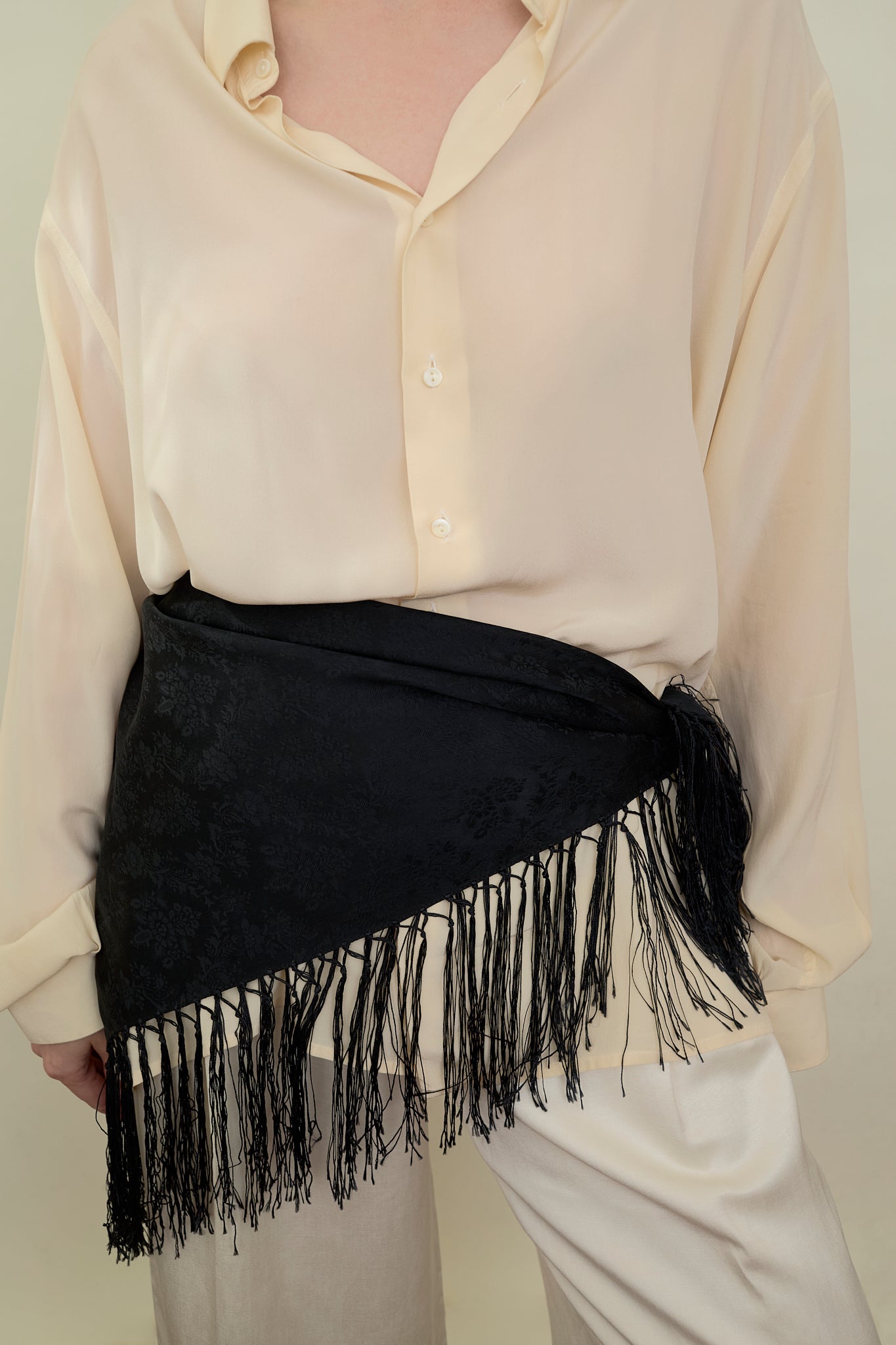 Silk fringe scarf
