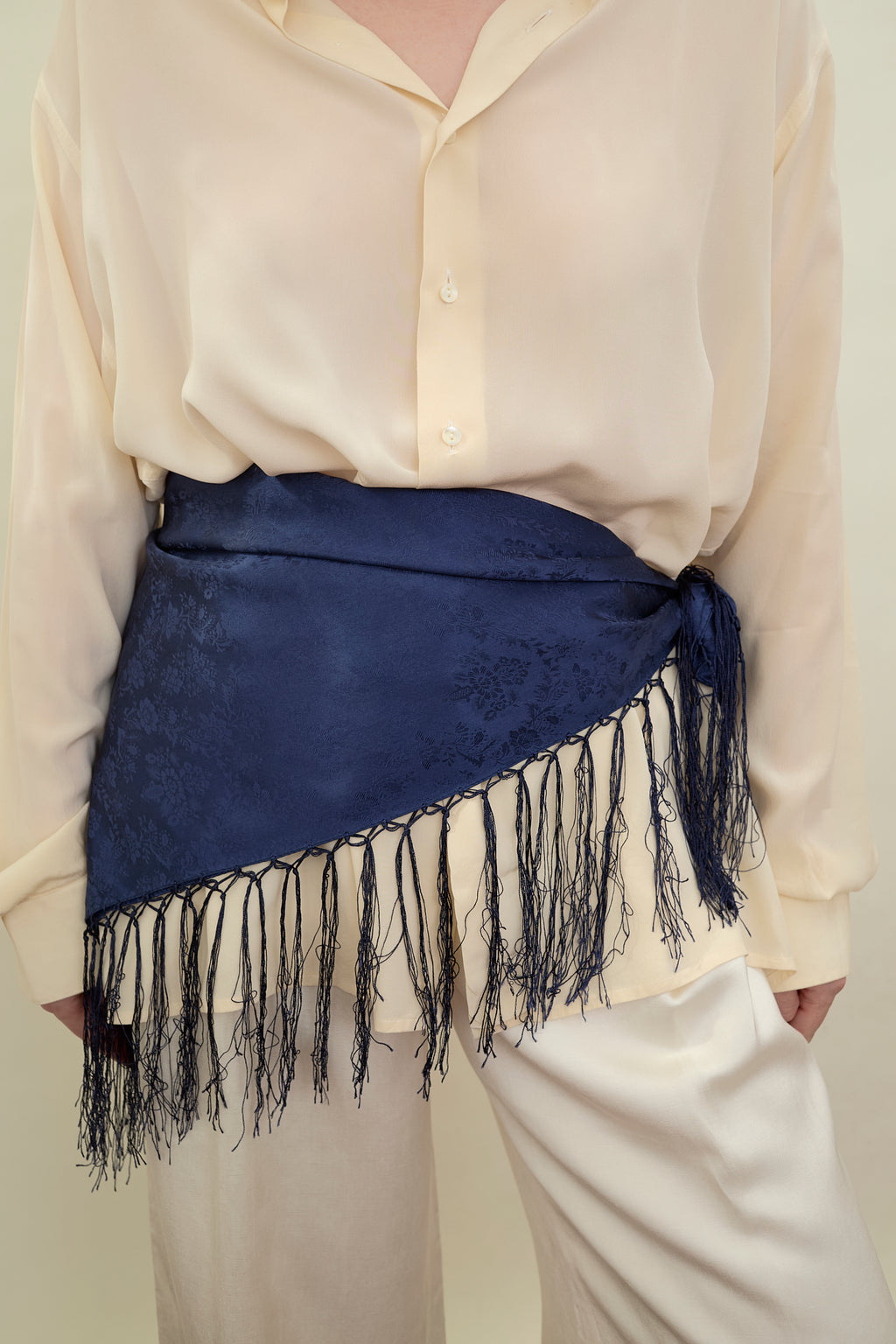 Silk fringe scarf