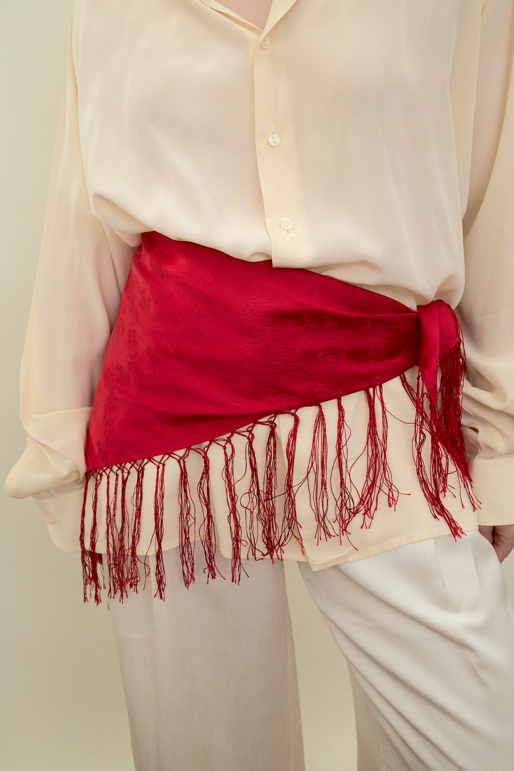 Silk fringe scarf