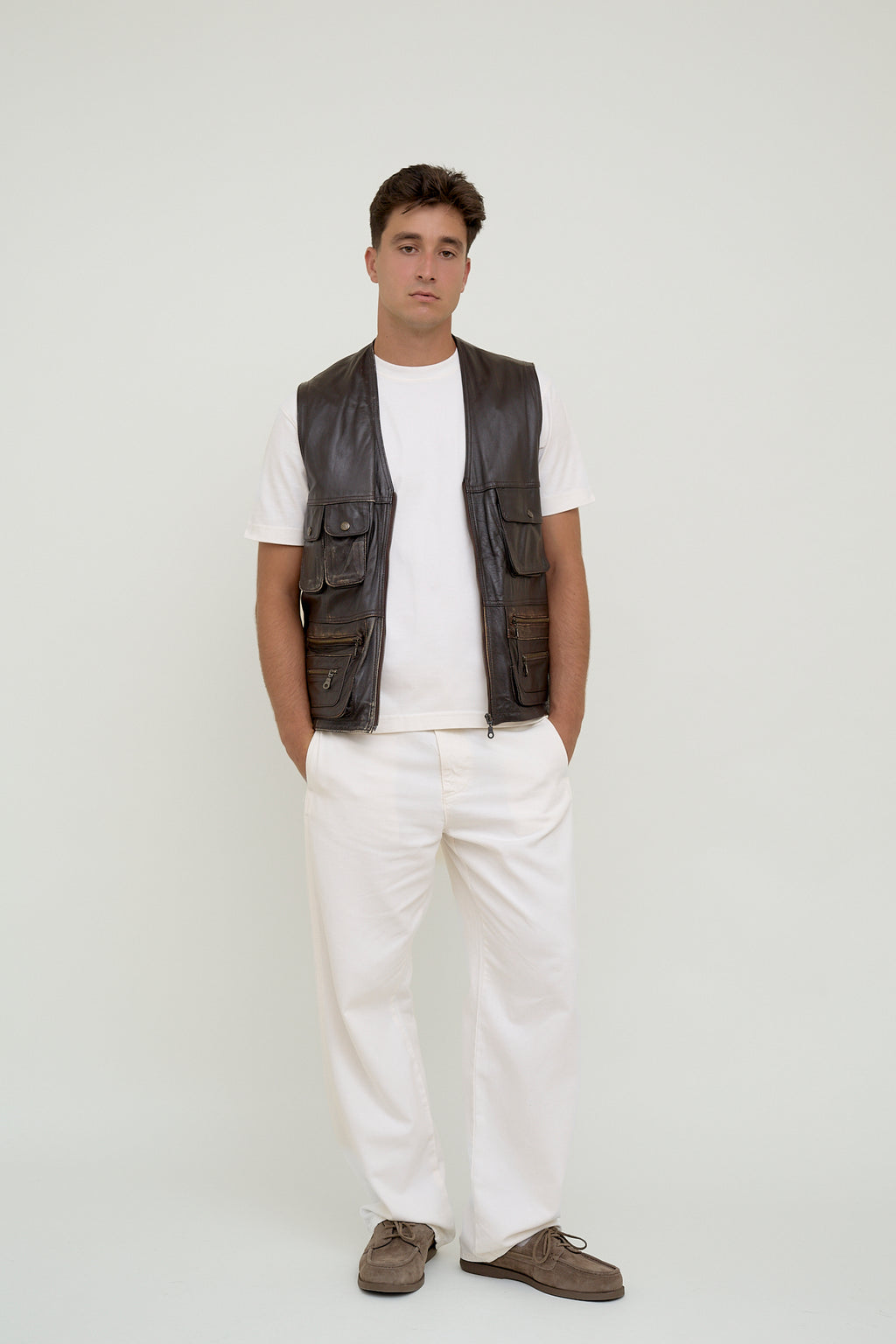 Unisex vintage leather vest