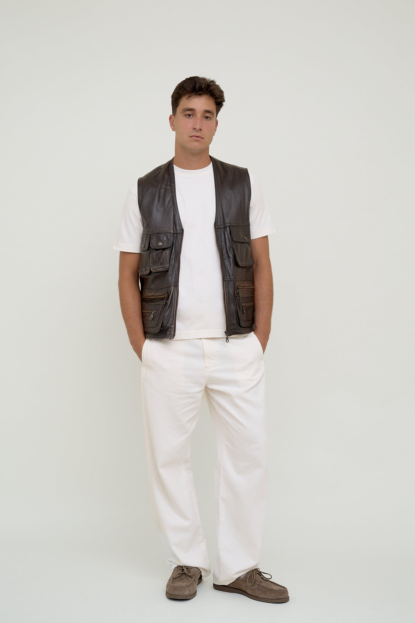 Unisex vintage leather vest