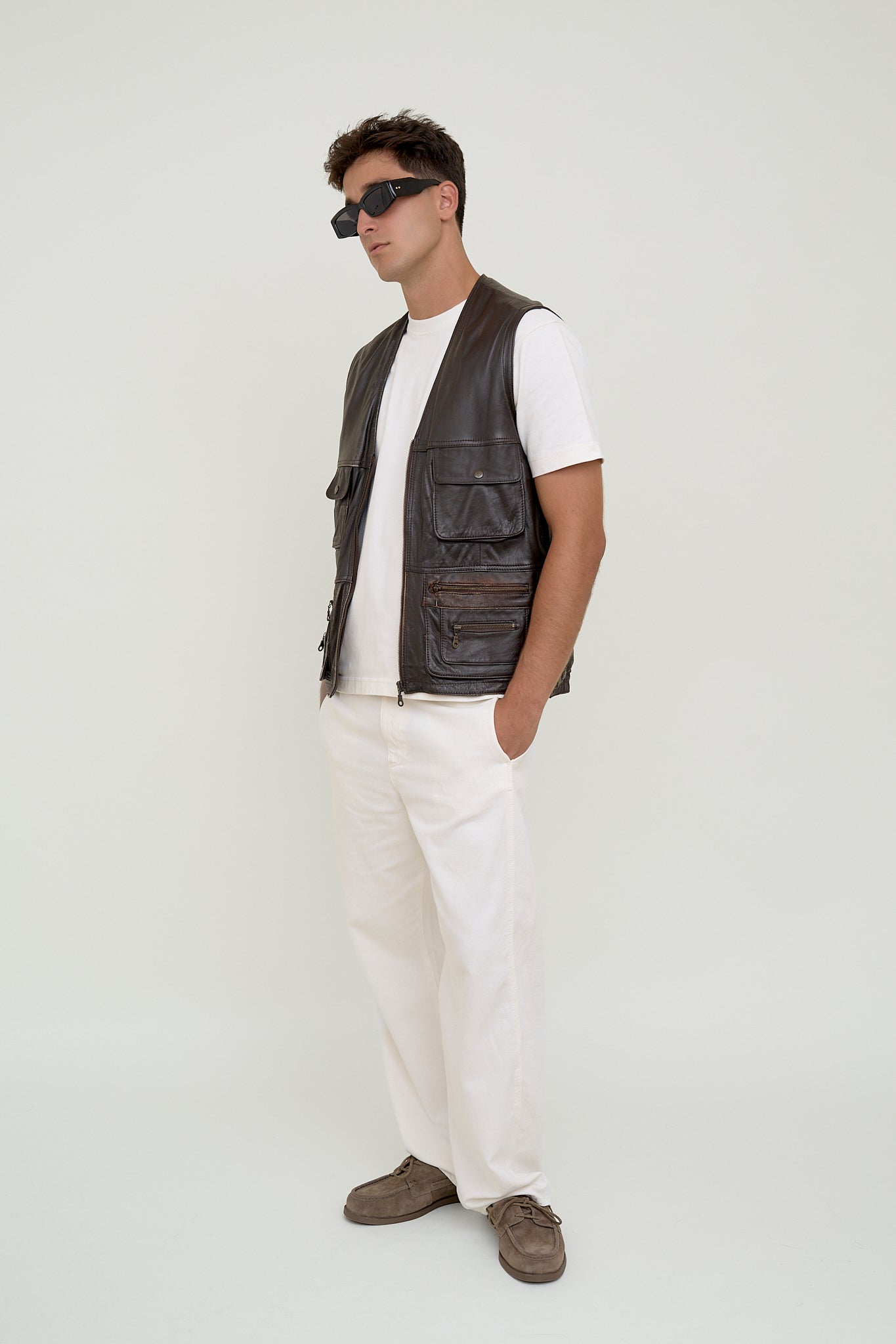 Unisex vintage leather vest
