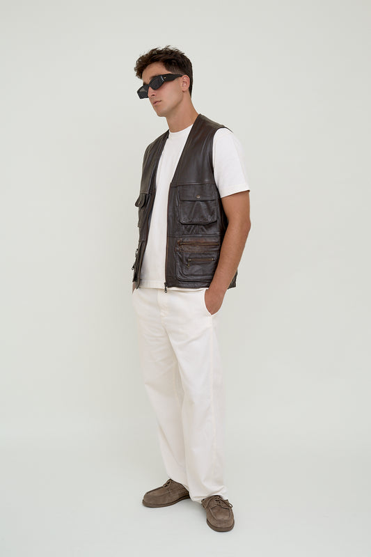 Unisex vintage leather vest
