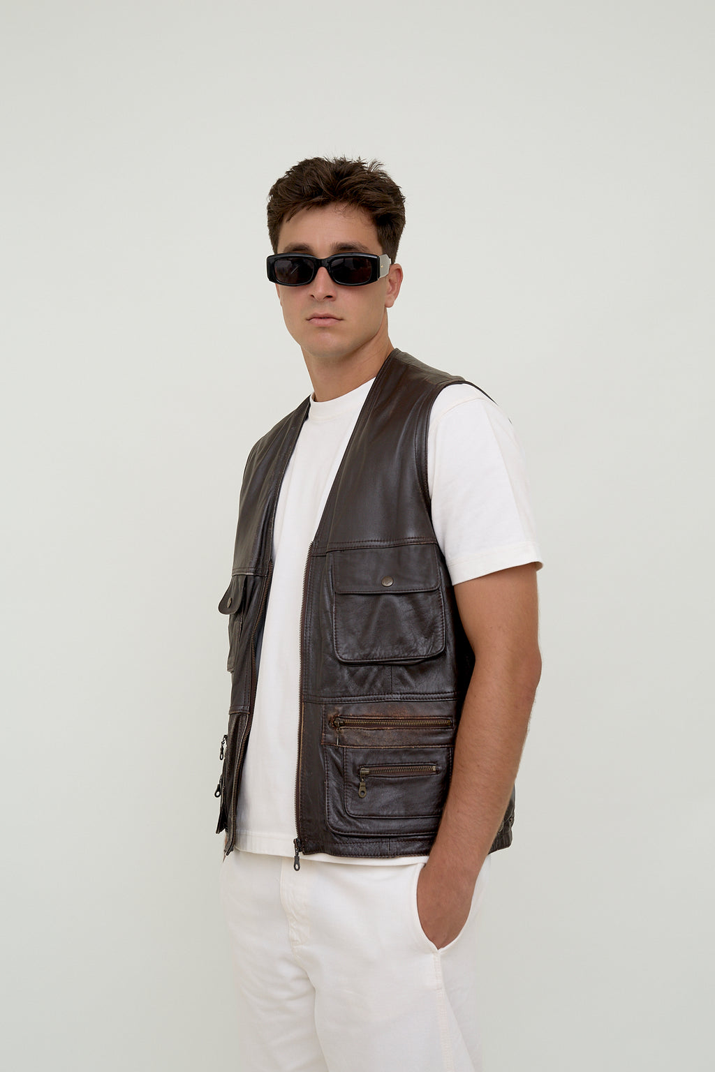 Unisex vintage leather vest