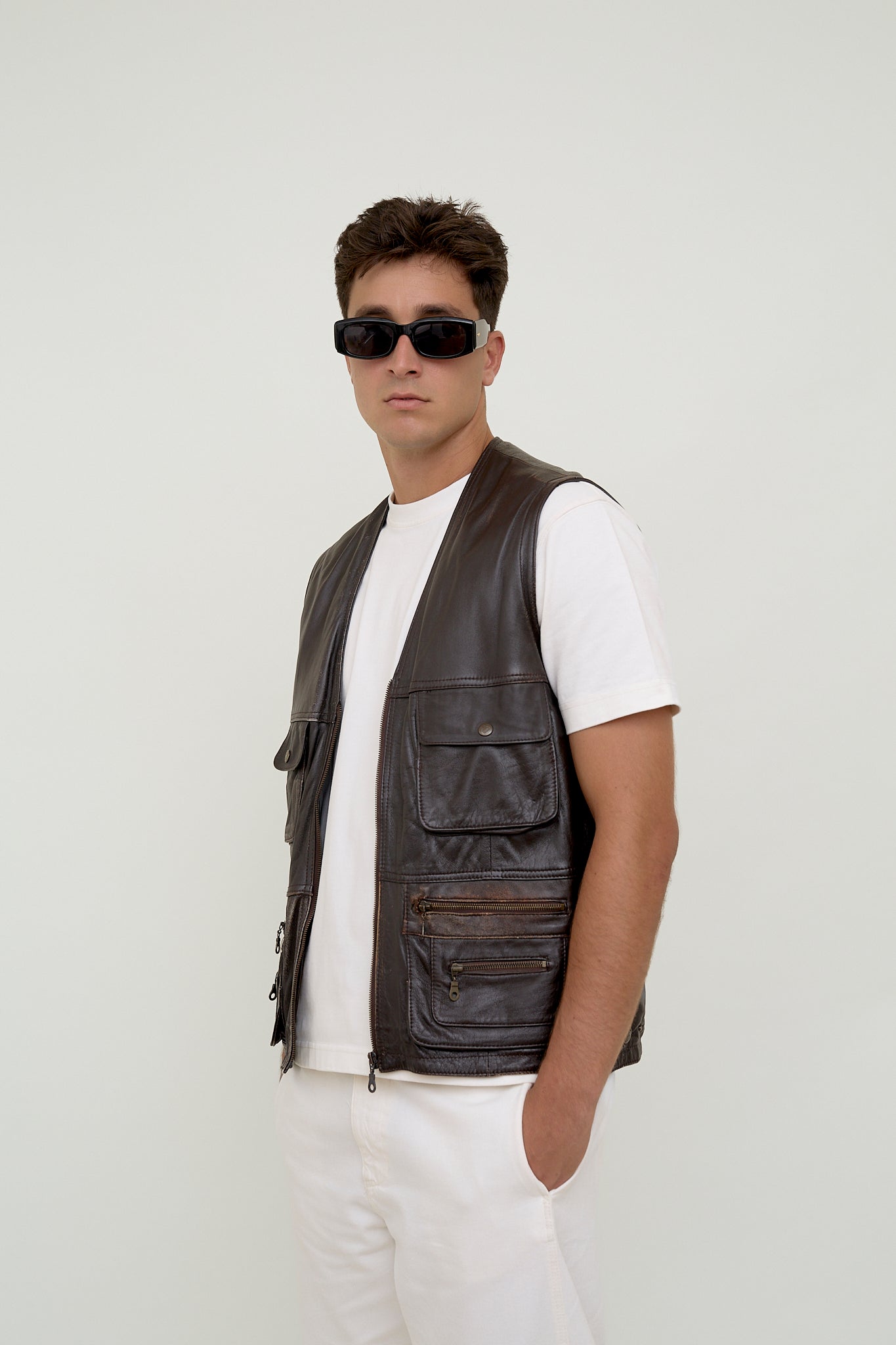 Unisex vintage leather vest