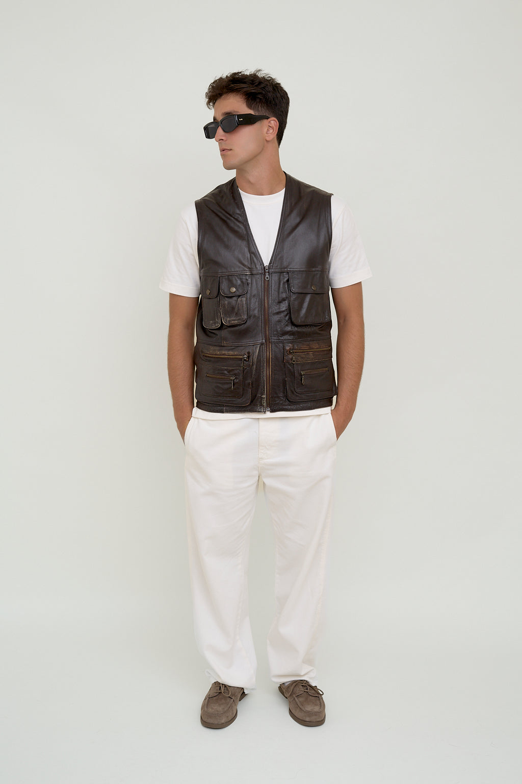 Unisex vintage leather vest