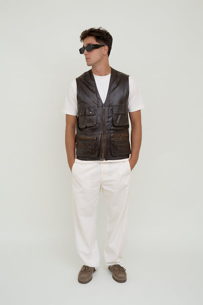Unisex vintage leather vest
