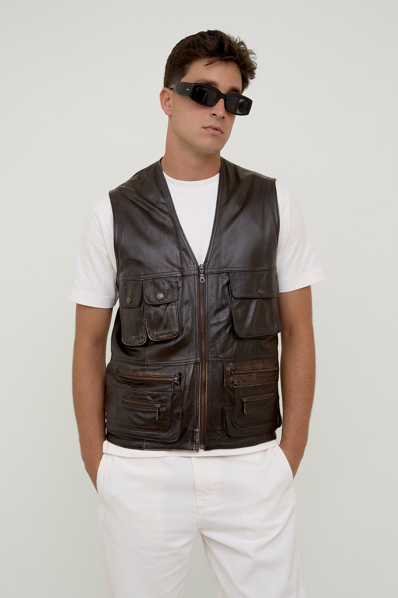 Unisex vintage leather vest