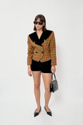 Velvet shorts & tweed blazer suit