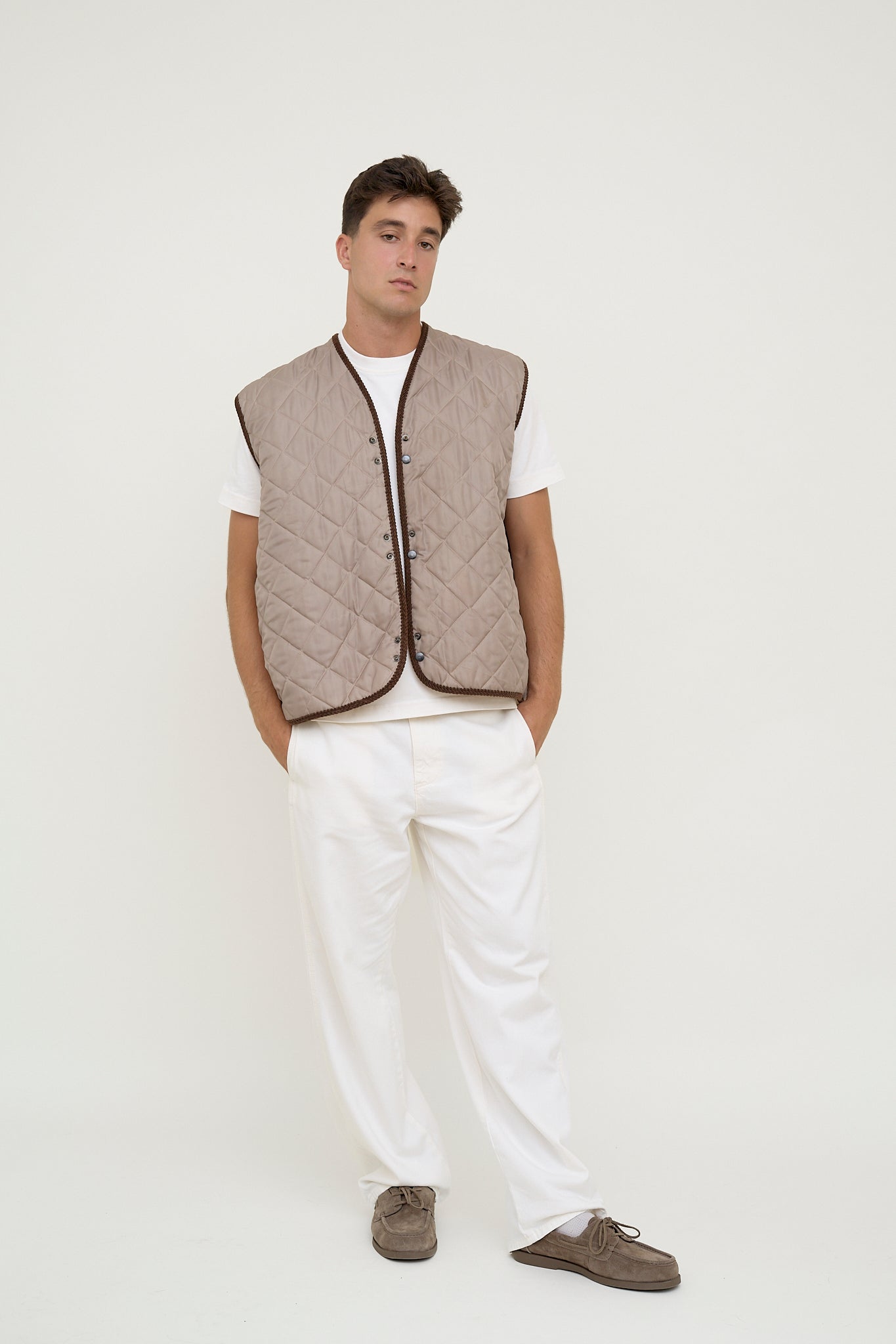 Waxed rain jacket with padding