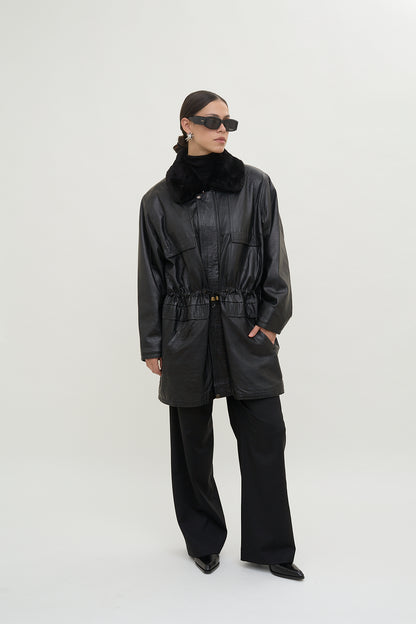 Vintage leather parka