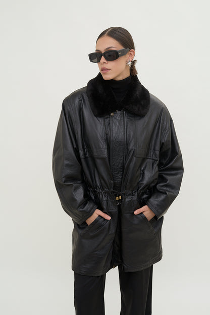 Vintage leather parka