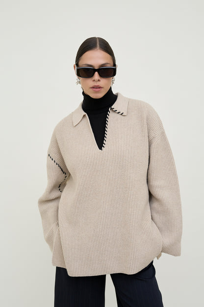 dariadéh beige wool jumper