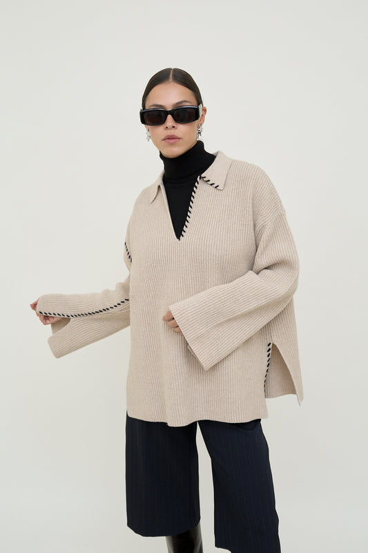 dariadéh beige wool jumper