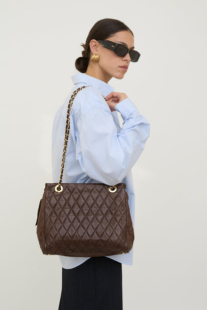 Leather Tote bag with golden handles