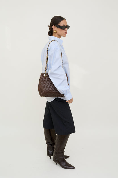 Leather Tote bag with golden handles