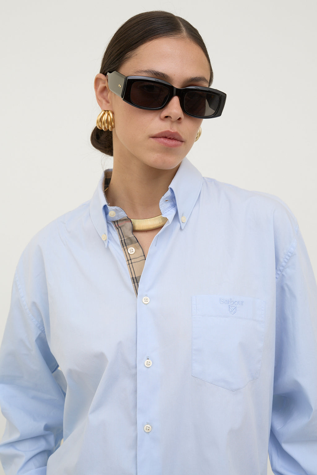 Crisp blue cotton Barbour shirt