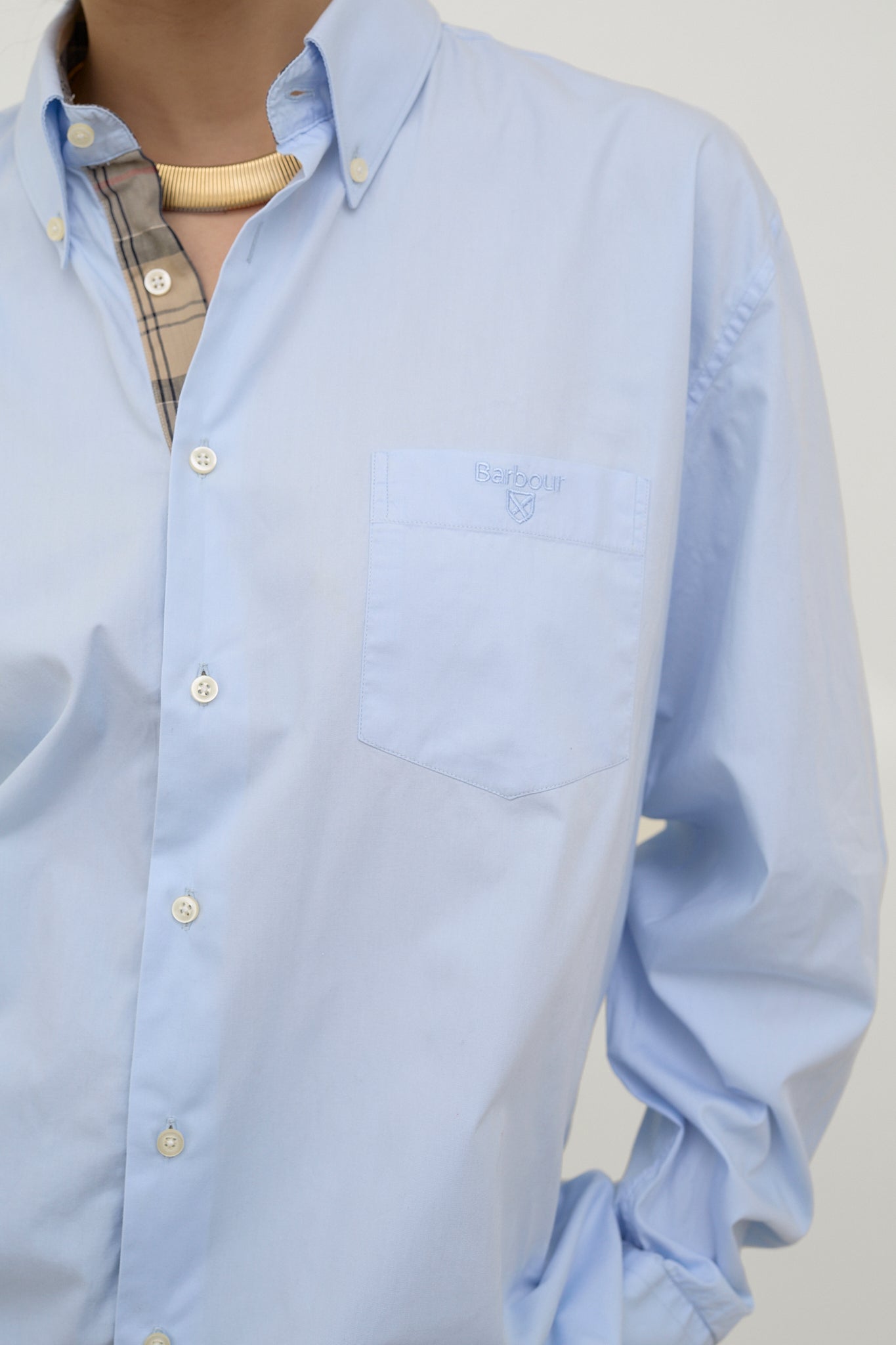 Crisp blue cotton Barbour shirt