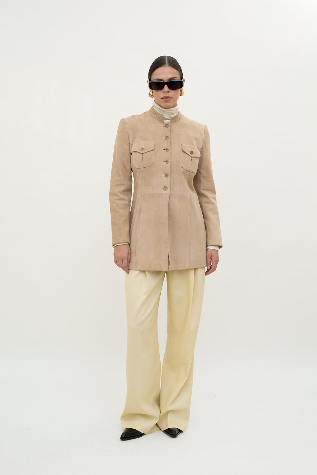 Sand suede safari jacket