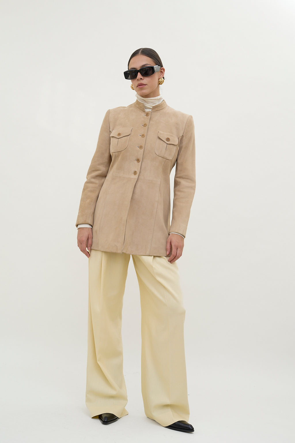 Sand suede safari jacket