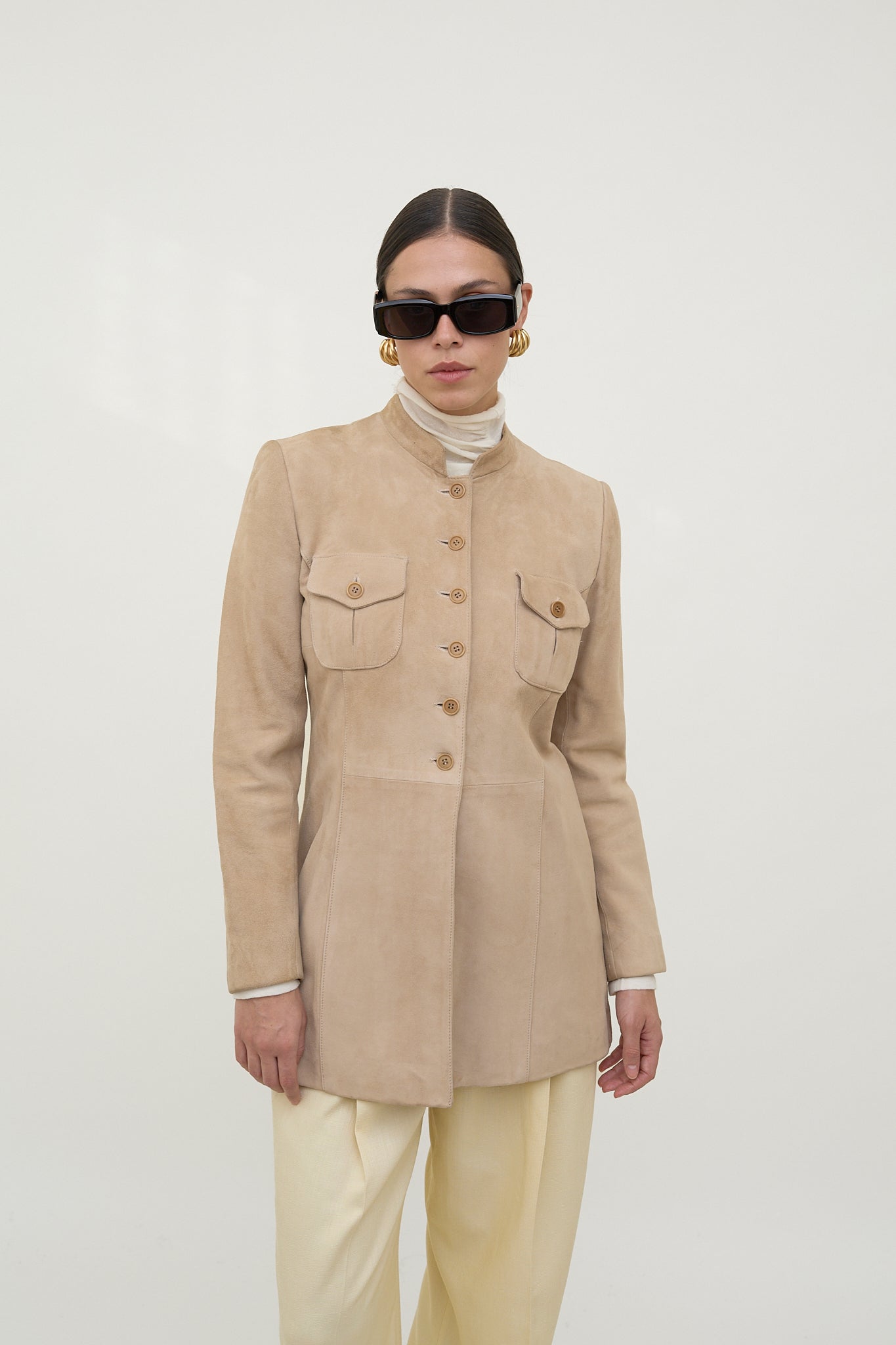 Sand suede safari jacket