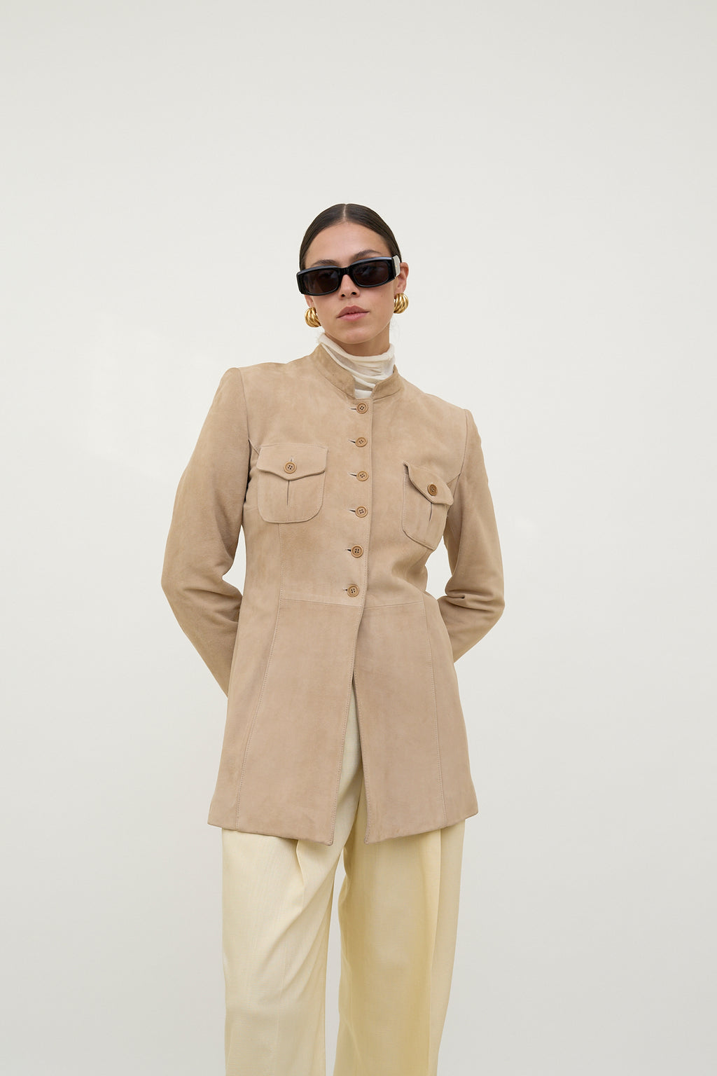 Sand suede safari jacket