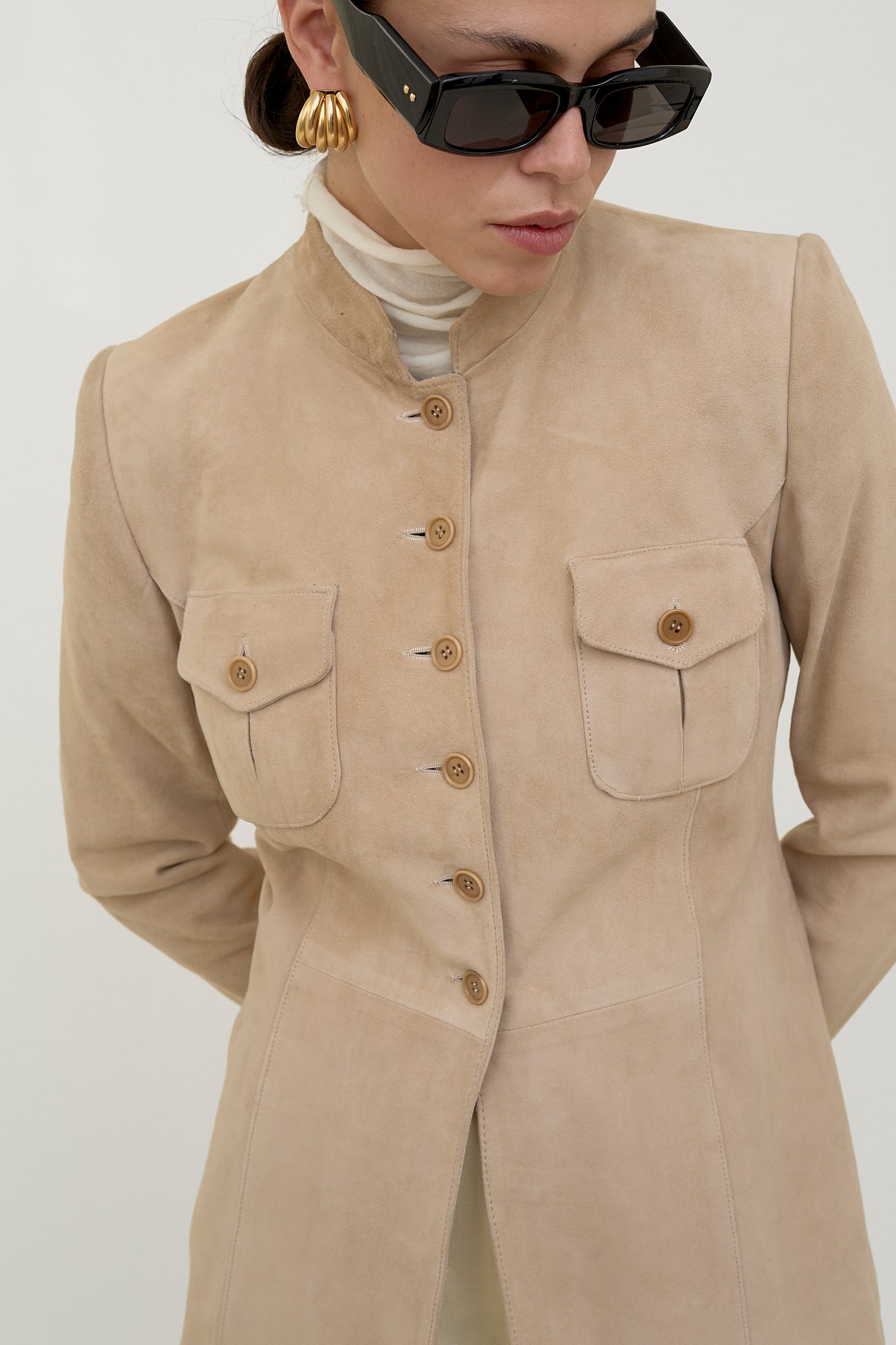 Sand suede safari jacket