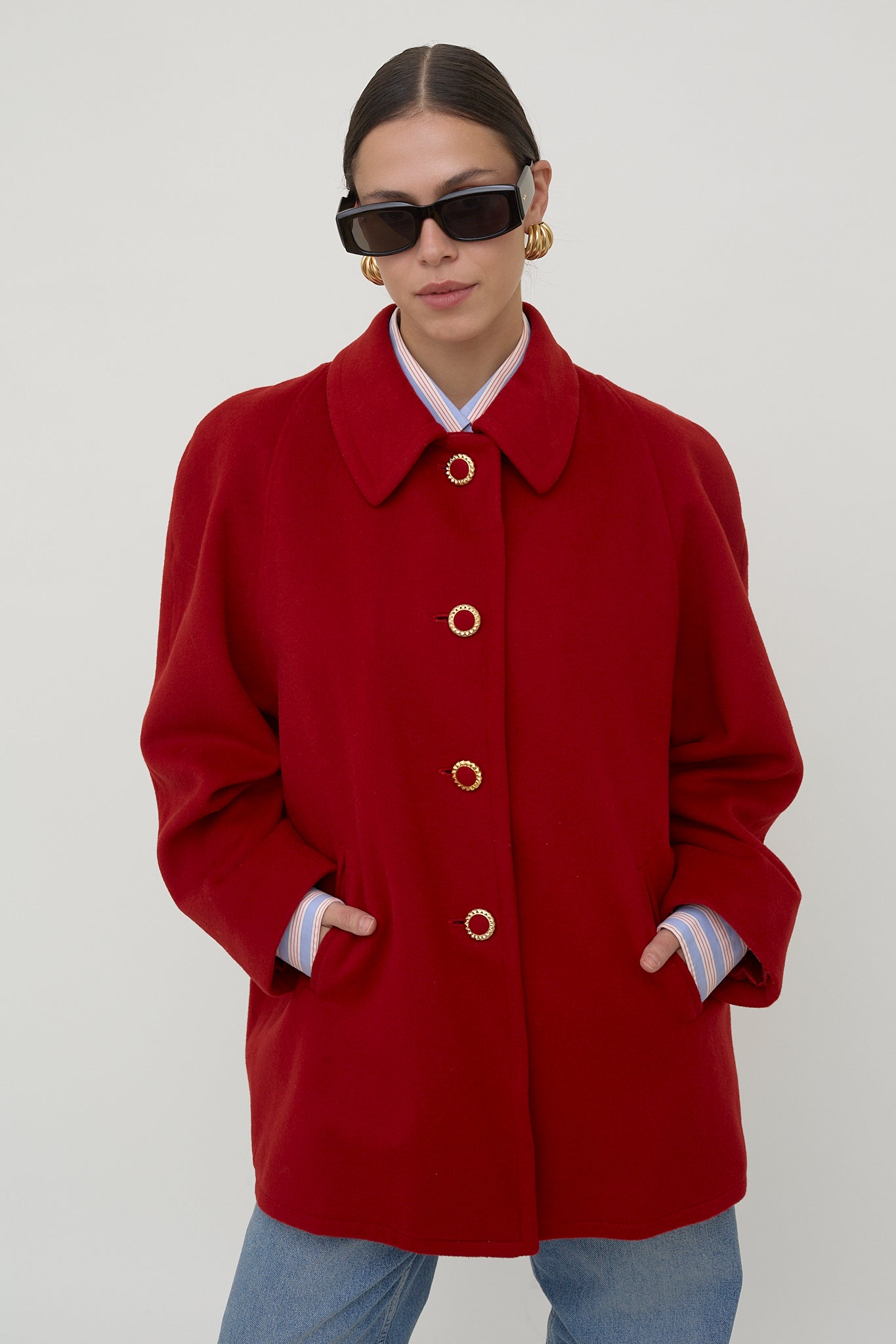 Vintage wool A-line coat