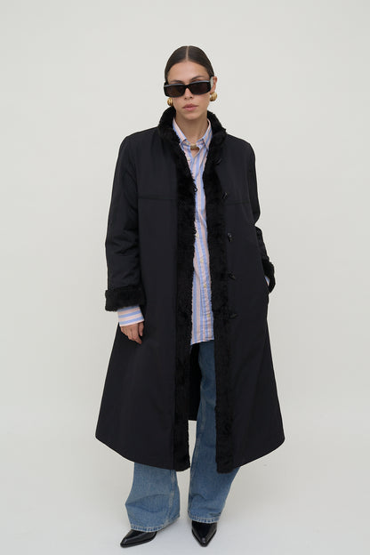 Padded coat with faux fur trim