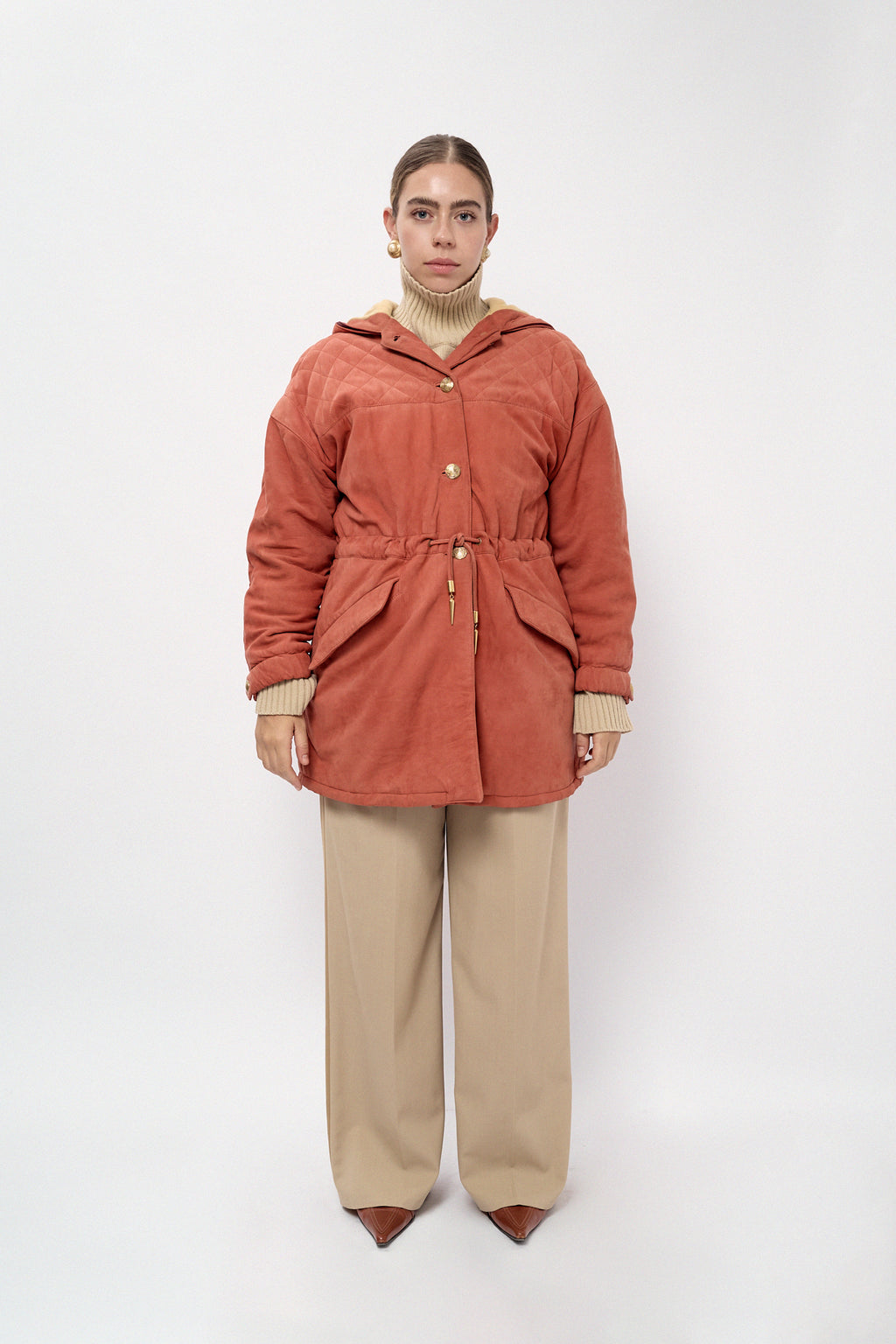 Suede padded jacket