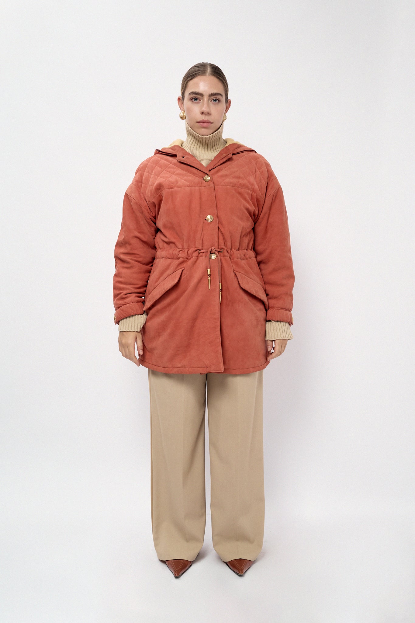 Suede padded jacket