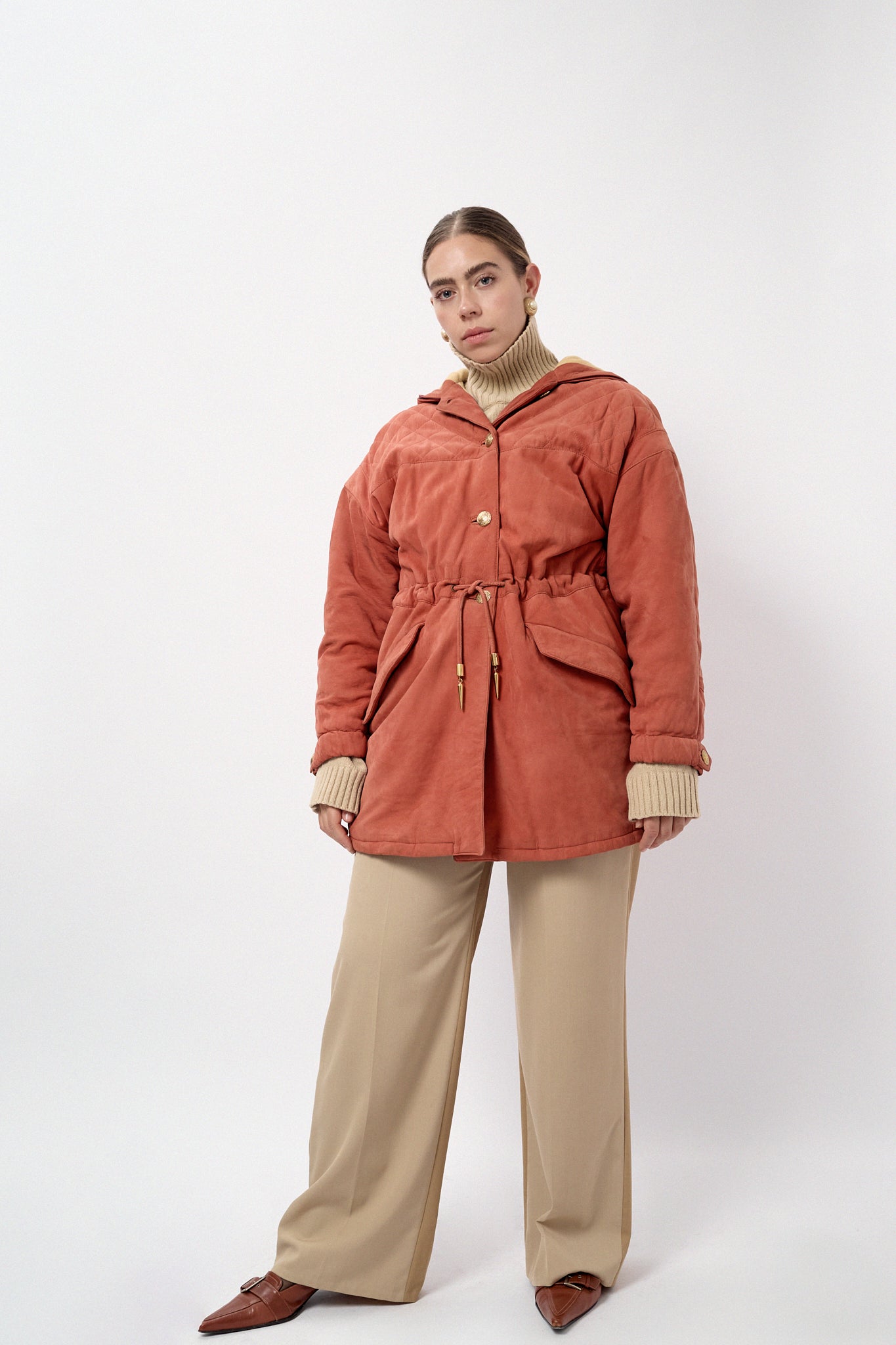 Suede padded jacket