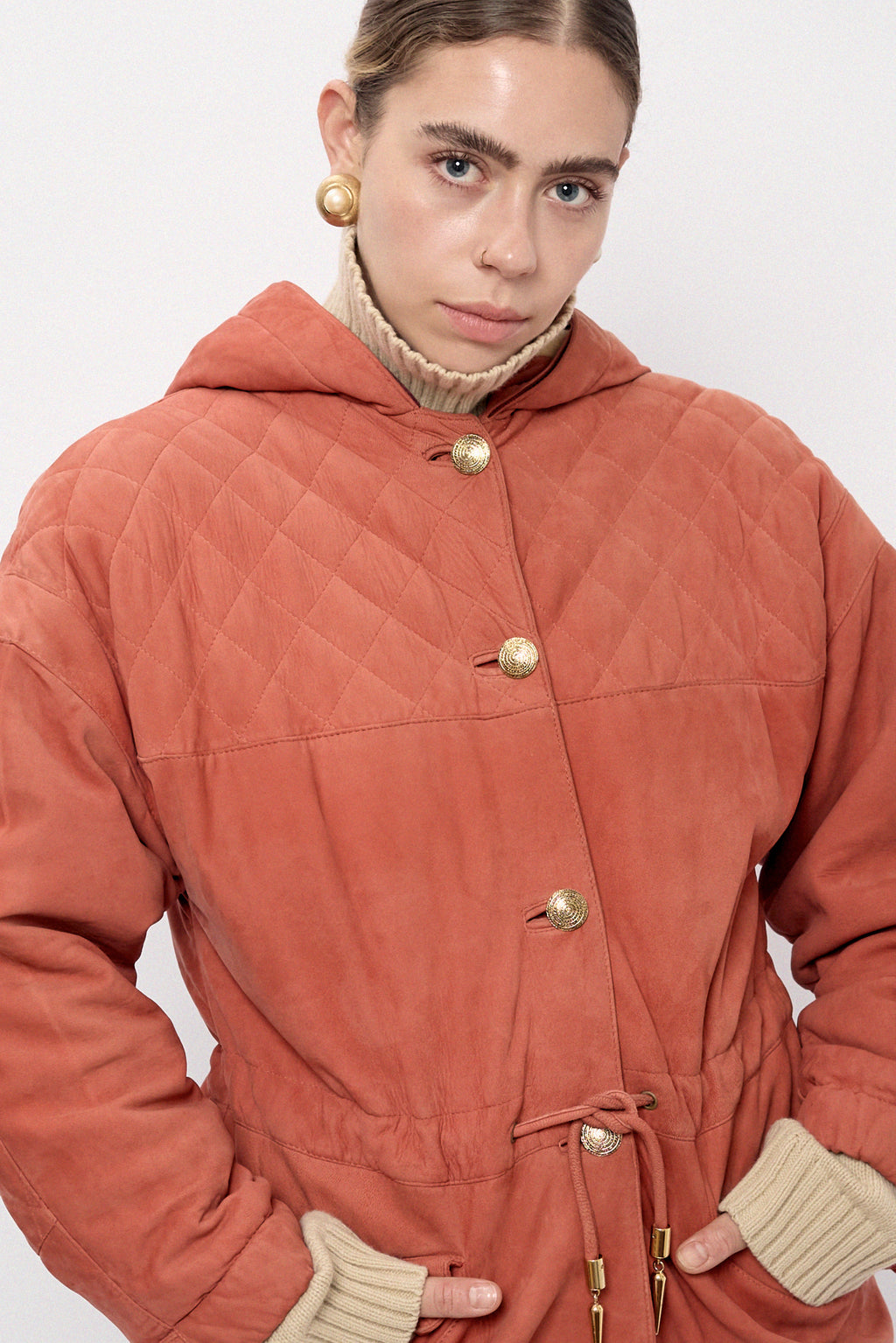 Suede padded jacket
