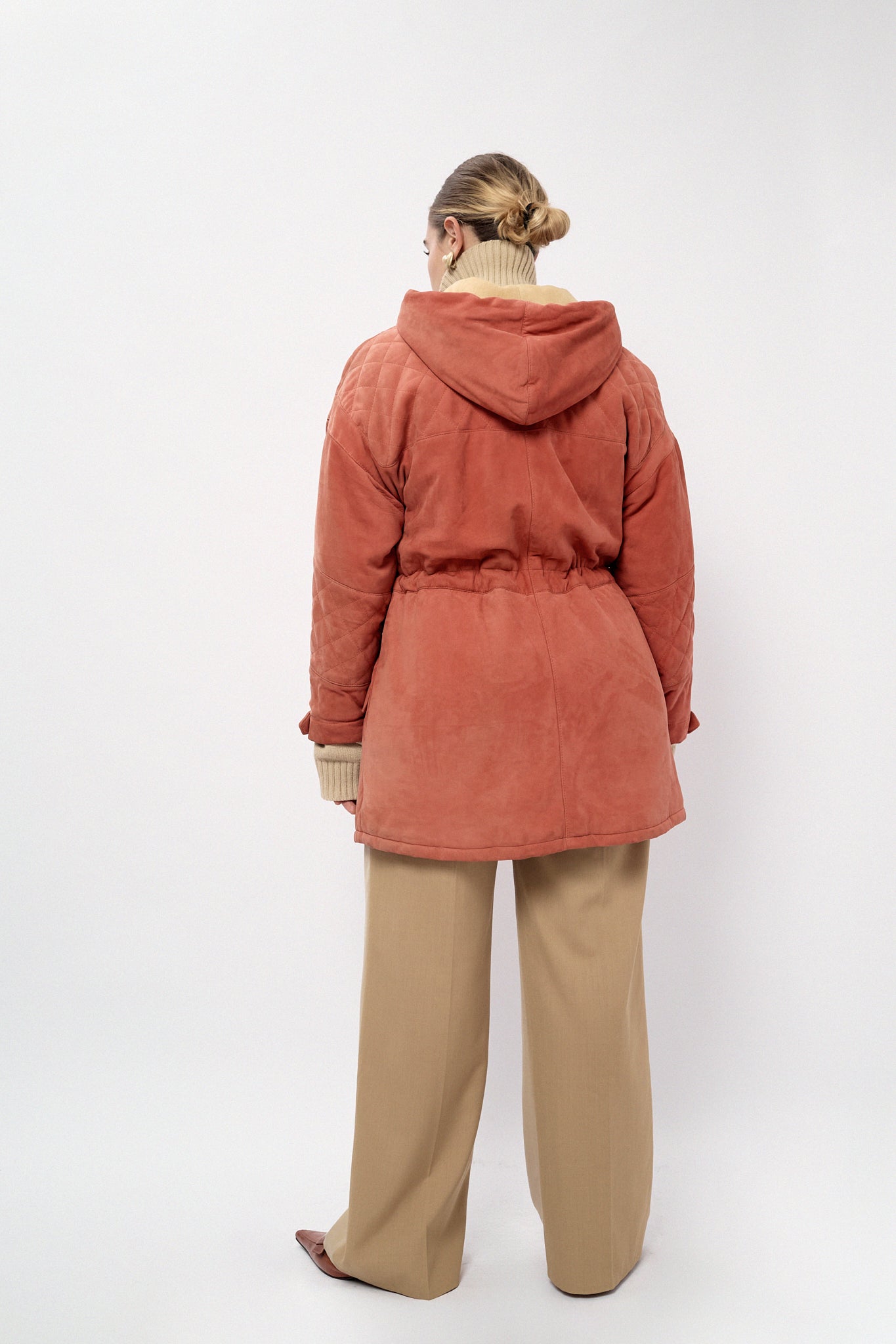 Suede padded jacket