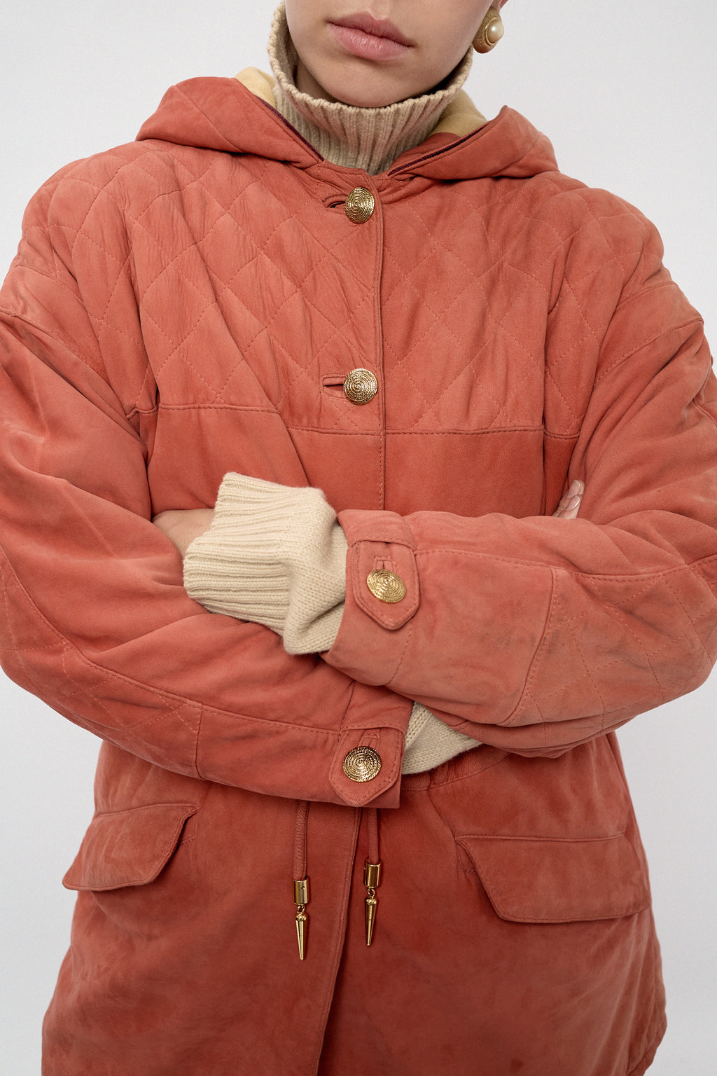 Suede padded jacket