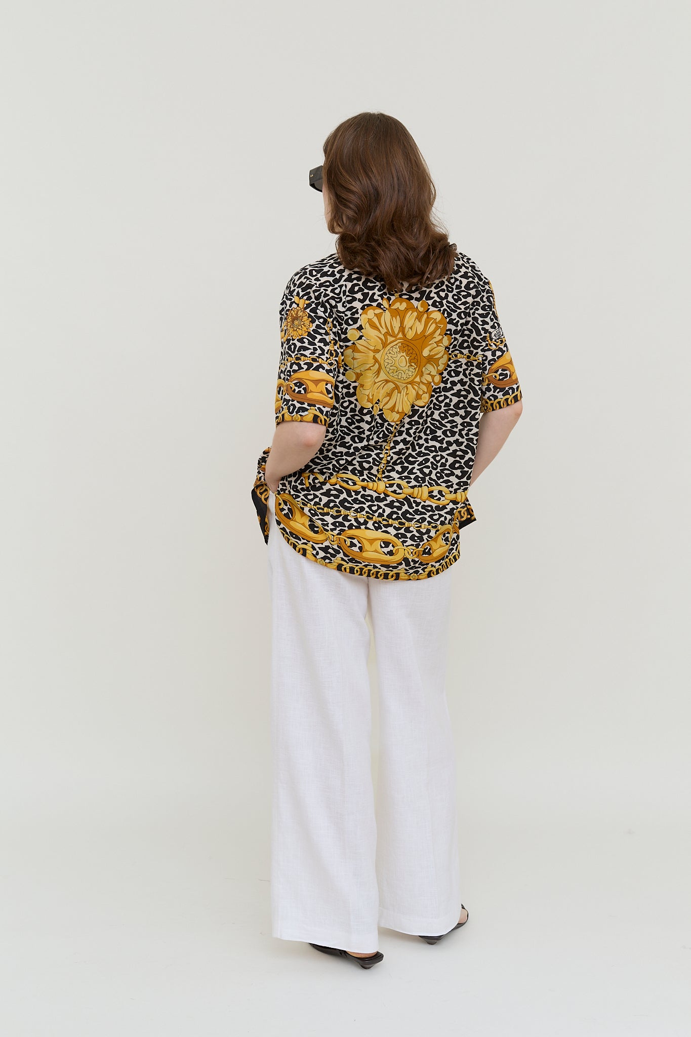 Baroque leopard silk blouse
